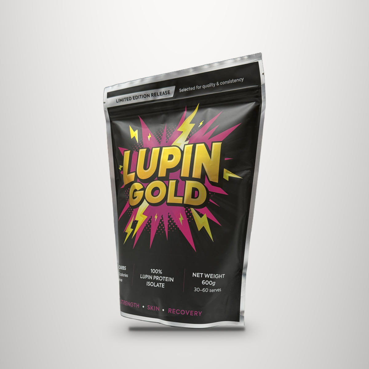 Lupin Gold 600g pack, three-quarter view