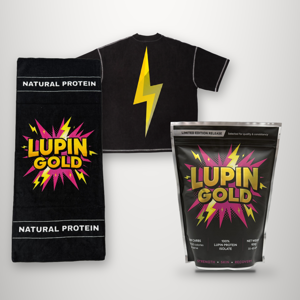 Protein + Towel + Tee Bundle
